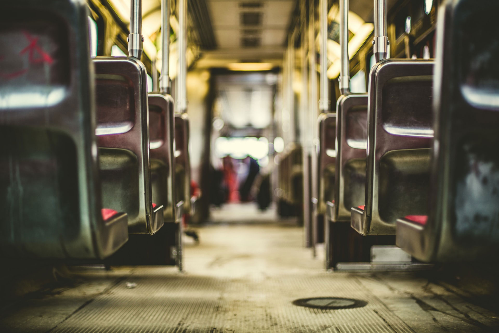 aisle of bus seats